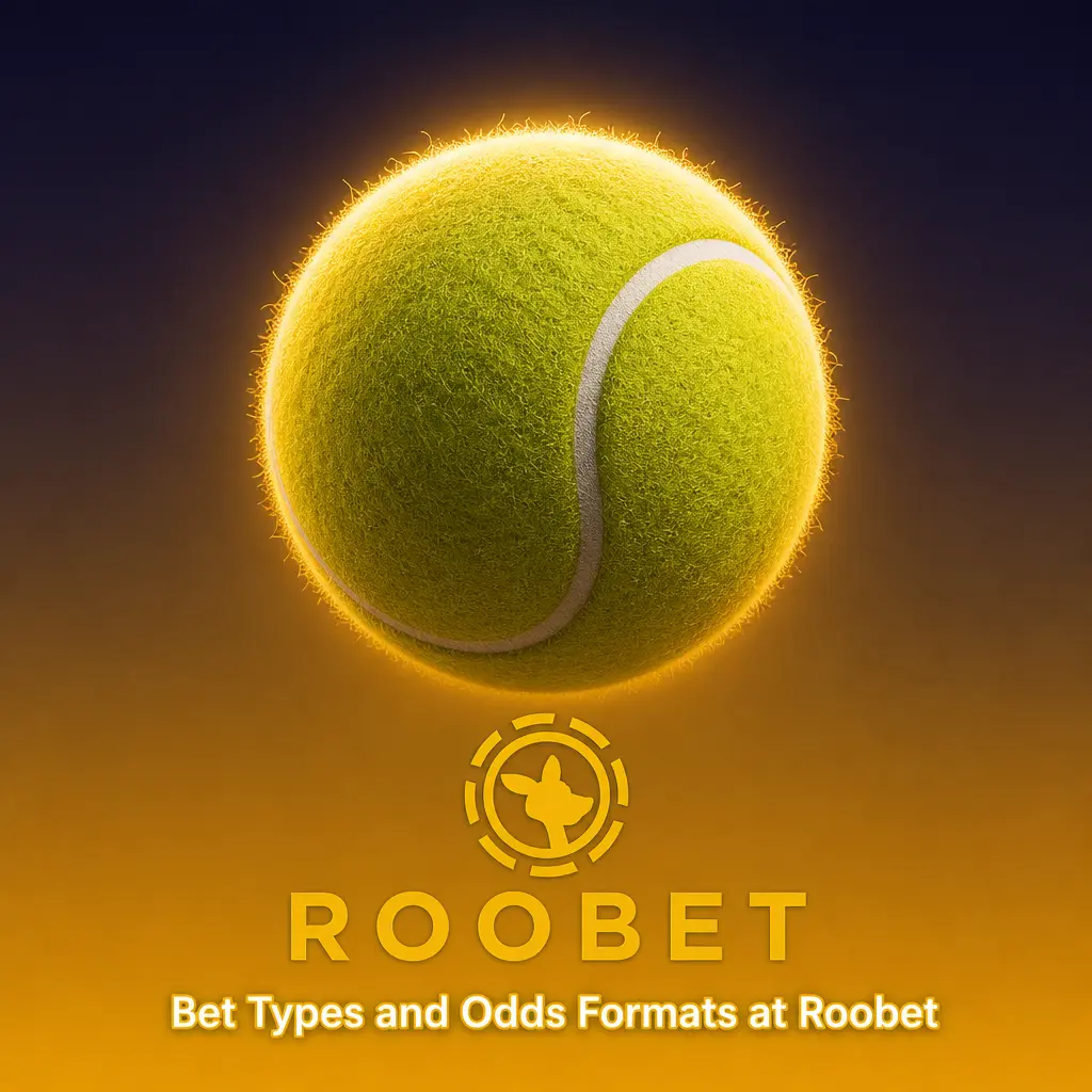 Overview of Roobet's bet types—single, parlay, system, live, bet builder—and odds formats including decimal, fractional, and American.